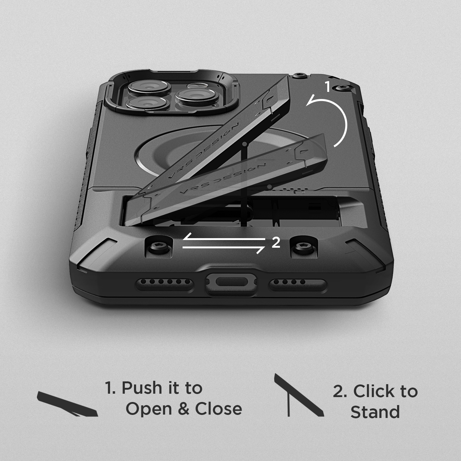 VRS Quickstand Pro Magsafe iPhone 13 Pro Metal Black